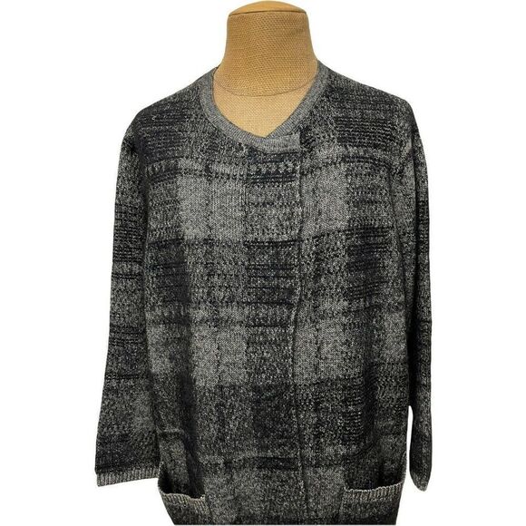 NWOT J.Jill Women's Full Length Overcoat Cotton Blend Gray Black Tunic Size 4XL - Picture 2 of 8